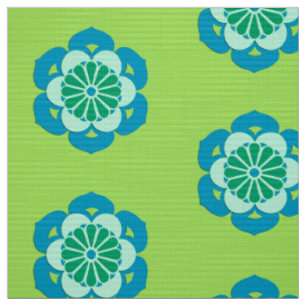Lotus Flower Mandala, Lime Green en Light Blue Stof