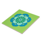 Lotus Flower Mandala, Lime Green en Light Blue Tegeltje (Zijkant)