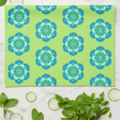 Lotus Flower Mandala, Lime Green en Light Blue Theedoek (Gevouwen)