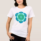 Lotus Flower Mandala, Lime Green en Light Blue Tri-Blend Shirt (Voorkant)