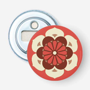 Lotus Flower Mandala, Mandarijns Oranje Button Flesopener