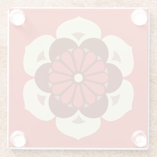 Lotus Flower Mandala, Mandarijns Oranje Glazen Onderzetter (Achterkant)