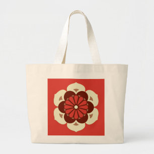 Lotus Flower Mandala, Mandarijns Oranje Grote Tote Bag