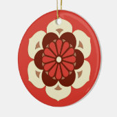 Lotus Flower Mandala, Mandarijns Oranje Keramisch Ornament (Links)
