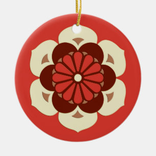 Lotus Flower Mandala, Mandarijns Oranje Keramisch Ornament