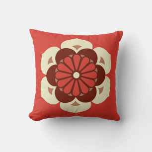 Lotus Flower Mandala, Mandarijns Oranje Kussen