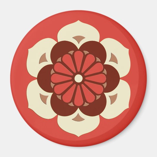 Lotus Flower Mandala, Mandarijns Oranje Magneet (Voorkant)