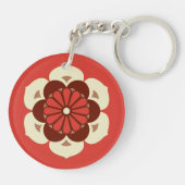 Lotus Flower Mandala, Mandarijns Oranje Sleutelhanger (Achterkant)