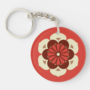 Lotus Flower Mandala, Mandarijns Oranje Sleutelhanger
