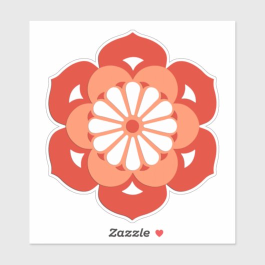 Lotus Flower Mandala, Pastel and Mandarin Oranje Sticker (Vel)