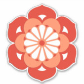 Lotus Flower Mandala, Pastel and Mandarin Oranje Sticker (Voorkant)