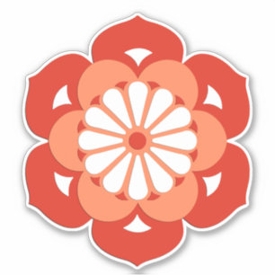 Lotus Flower Mandala, Pastel and Mandarin Oranje Sticker
