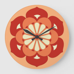 Lotus Flower Mandala, Pastel Oranje and Mandarin Grote Klok