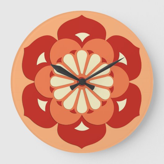 Lotus Flower Mandala, Pastel Oranje and Mandarin Grote Klok (Voorkant)