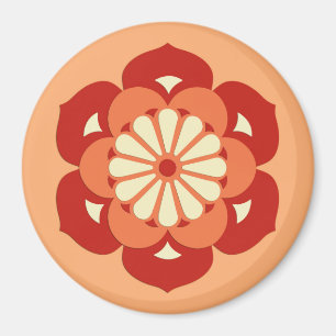 Lotus Flower Mandala, Pastel Oranje and Mandarin Magneet