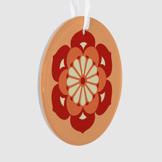 Lotus Flower Mandala, Pastel Oranje and Mandarin Ornament (voorkant)