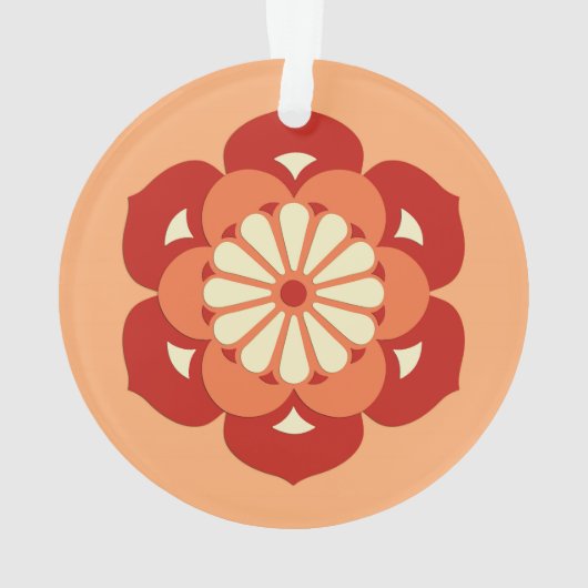Lotus Flower Mandala, Pastel Oranje and Mandarin Ornament (achterkant)