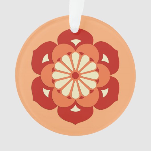 Lotus Flower Mandala, Pastel Oranje and Mandarin Ornament (voorkant)