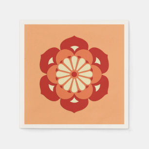 Lotus Flower Mandala, Pastel Oranje and Mandarin Servet