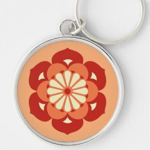 Lotus Flower Mandala, Pastel Oranje and Mandarin Sleutelhanger