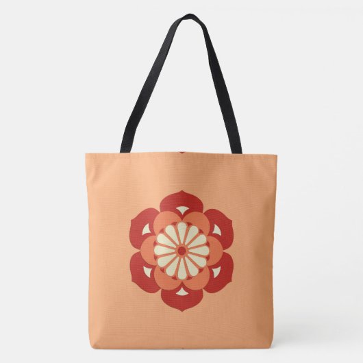 Lotus Flower Mandala, Pastel Oranje and Mandarin Tote Bag (Voorkant)