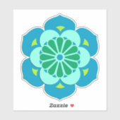 Lotus Flower Mandala, Sky Blue en Light Aqua Sticker (Vel)