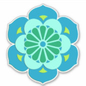 Lotus Flower Mandala, Sky Blue en Light Aqua Sticker (Voorkant)
