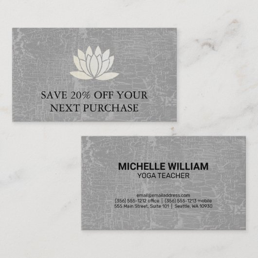 Lotus Flower / Marged Grey | Korting Visitekaartje (Voorkant / Achterkant)