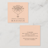 Lotus Flower Massage Therapist Peach Vierkante Visitekaartje (Voorkant / Achterkant)
