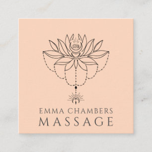 Lotus Flower Massage Therapist Peach Vierkante Visitekaartje
