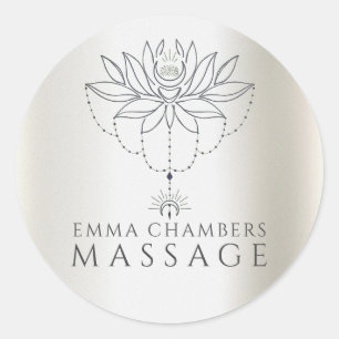 Lotus Flower Massage Therapist Pearlescent Ronde Sticker