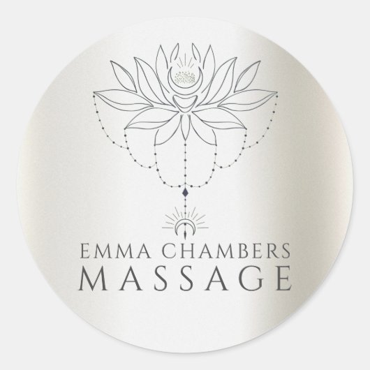 Lotus Flower Massage Therapist Pearlescent Ronde Sticker (Voorkant)