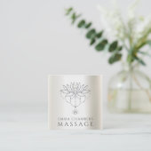 Lotus Flower Massage Therapist Pearlescent Vierkante Visitekaartje (Staand voorkant)