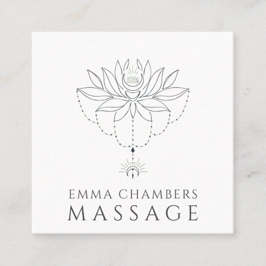 Lotus Flower Massage Therapist Vierkante Visitekaartje (Voorkant)