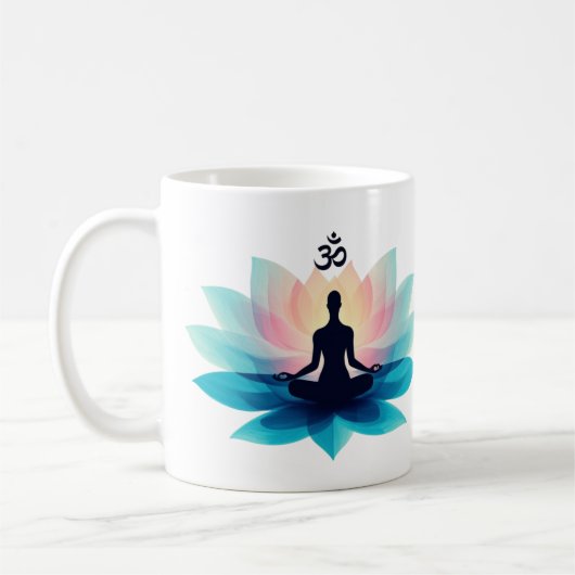 Lotus Flower Meditatie Mok met Spirituele tekst (Links)