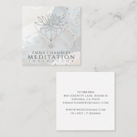 Lotus Flower Meditation Teacher Vierkante Visitekaartje (Voorkant / Achterkant)