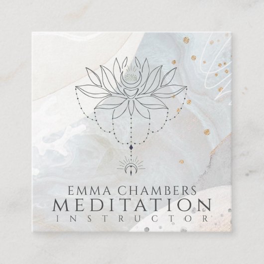 Lotus Flower Meditation Teacher Vierkante Visitekaartje (Voorkant)