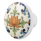 Lotus Flower Mediterranean Blue Cream Keramische Knop (Rechts)
