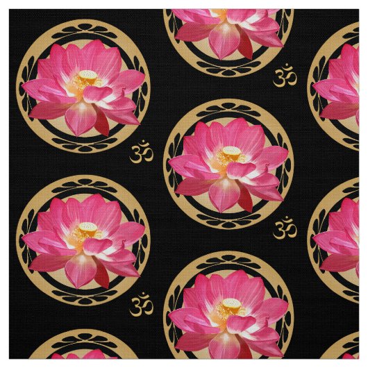 Lotus Flower met Om Fabric Stof (Swatch)