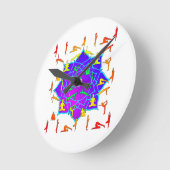 Lotus Flower met Yoga Poses Ronde Klok (Hoek)