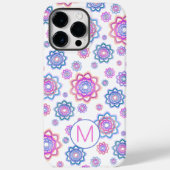 Lotus Flower Monogram Simple Pink Pastel Green Case-Mate iPhone Case (Achterkant)