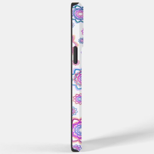 Lotus Flower Monogram Simple Pink Pastel Green Case-Mate iPhone Case (Achterkant / Rechts)