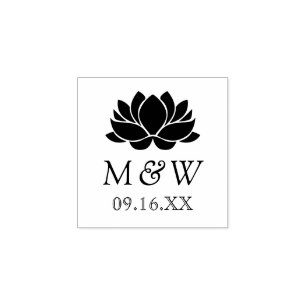 Lotus Flower Monogram Wedding Rubberstempel