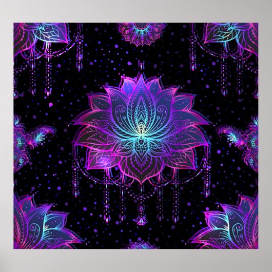  Lotus Flower naadloos symbool Poster (Voorkant)