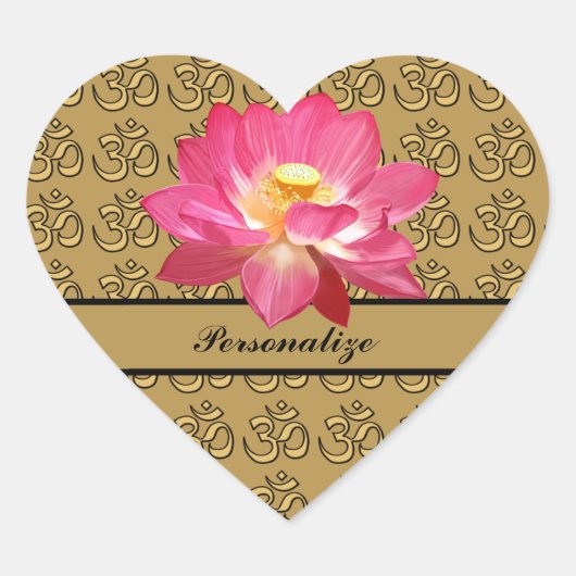 Lotus Flower OM Gold Heart Sticker (Voorkant)