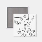 Lotus flower Om Mani Padme Hum Black Magneet (Voorkant / Achterkant)