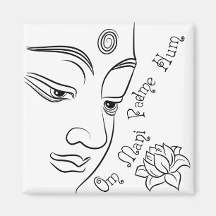 Lotus flower Om Mani Padme Hum Black Magneet
