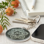 Lotus Flower Om met effect van gesmeed staal Sleutelhanger (Voorkant Rechts)
