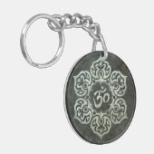Lotus Flower Om met effect van gesmeed staal Sleutelhanger (Voorkant Links)
