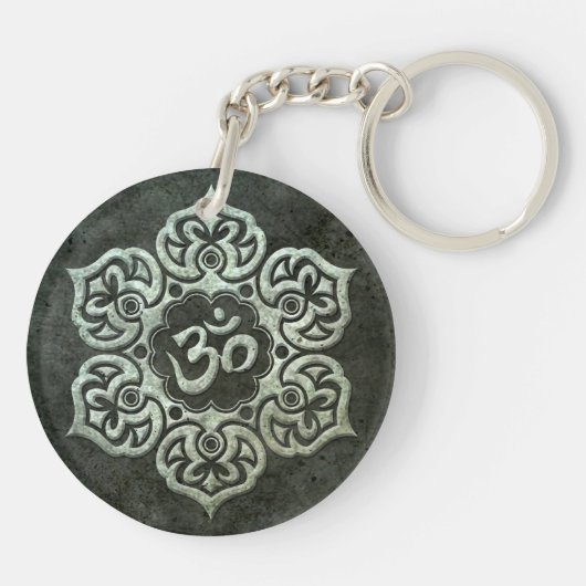 Lotus Flower Om met effect van gesmeed staal Sleutelhanger (Achterkant)